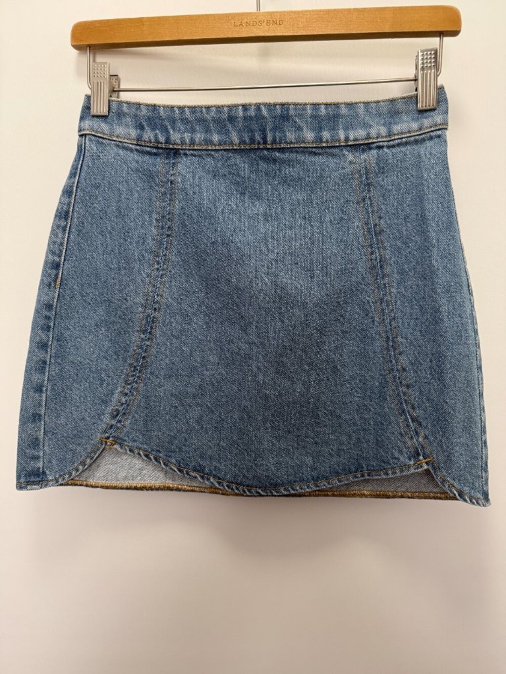 PacSun Denim Mini Skirt Blue Denim Scalloped Hem Back Zip Women's 25